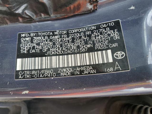 JTDKN3DU2A0161587 - 2010 TOYOTA PRIUS 石墨色 照片 12