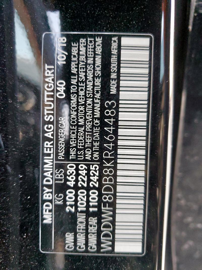 WDDWF8DB8KR464483 - 2019 MERCEDES-BENZ C 300 Negro foto 13