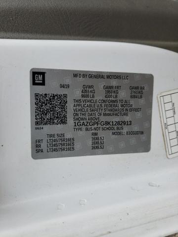 1GAZGPFG8K1282913 - 2019 CHEVROLET EXPRESS G3 LT WHITE photo 13