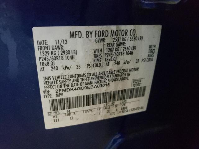 2FMDK4GC9EBA03015 - 2014 FORD EDGE SE BLUE photo 13