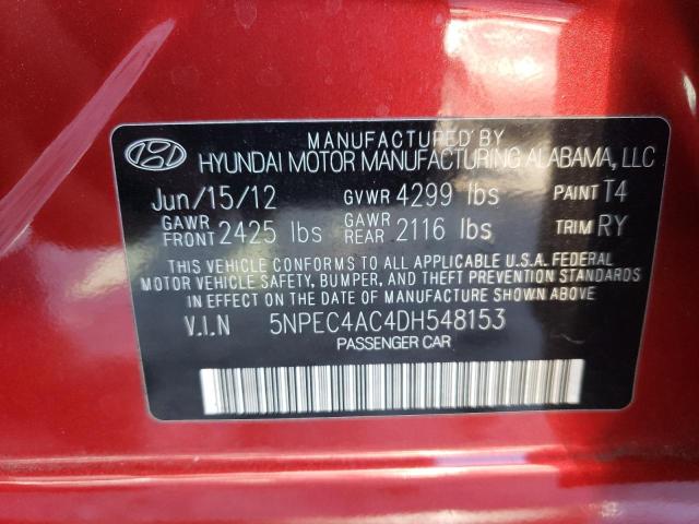 5NPEC4AC4DH548153 - 2013 HYUNDAI SONATA SE RED photo 13