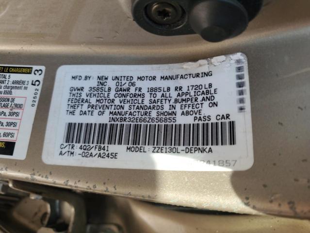 1NXBR32E66Z656855 - 2006 TOYOTA COROLLA CE 米色 照片 12