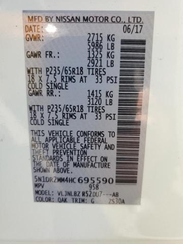 5N1DR2MM4HC695590 - 2017 NISSAN PATHFINDER S Blanc photo 14