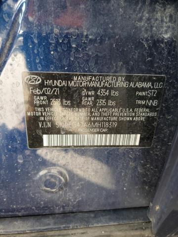 5NPEG4JA6MH118319 - 2021 HYUNDAI SONATA SE Көк фото 12