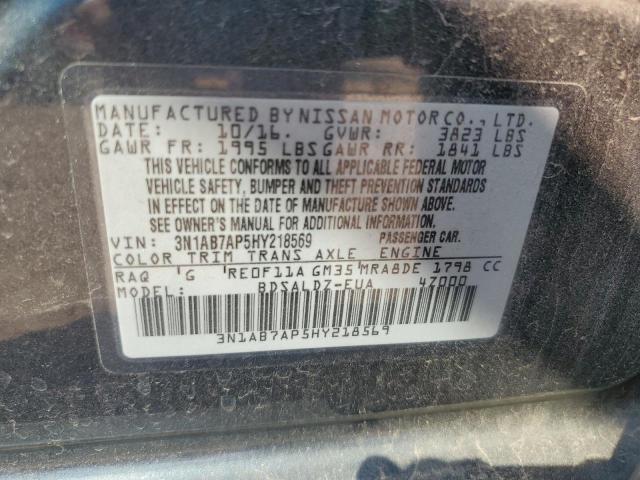 3N1AB7AP5HY218569 - 2017 NISSAN SENTRA S Теңіз көгі фото 12