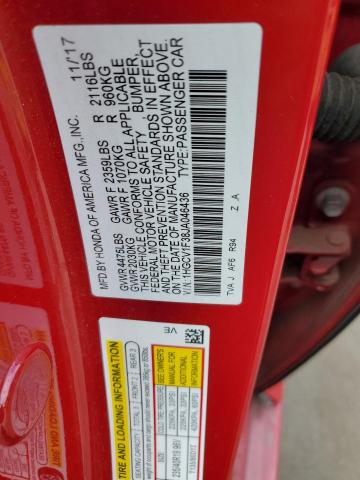 1HGCV1F38JA046436 - 2018 HONDA ACCORD SPORT Красный фото 12