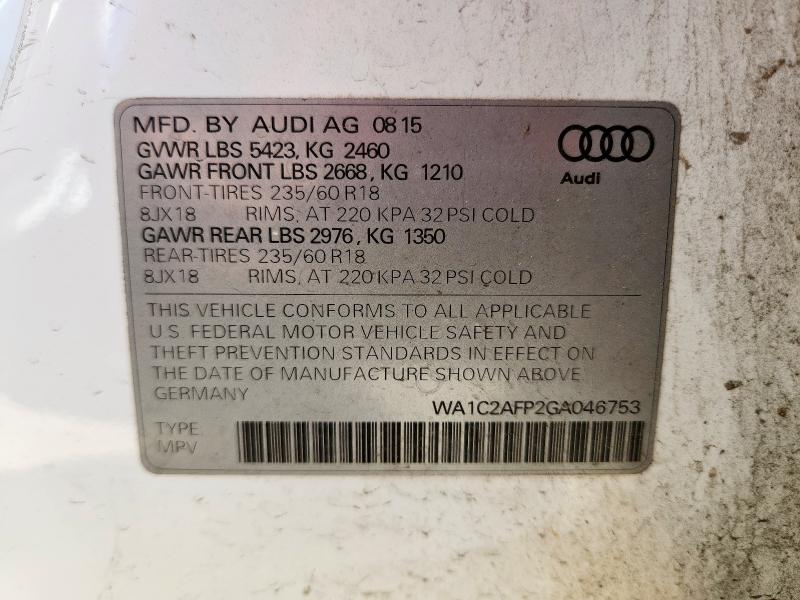 WA1C2AFP2GA046753 - 2016 AUDI Q5 PREMIUM Biały zdjęcie 12
