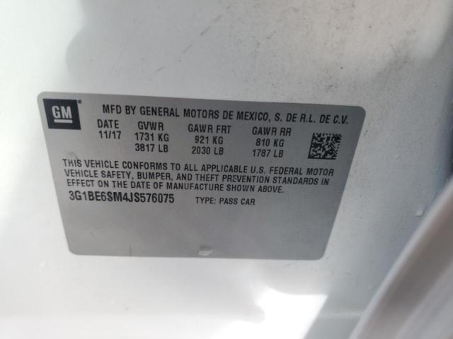 3G1BE6SM4JS576075 - 2018 CHEVROLET CRUZE LT Blanc photo 12