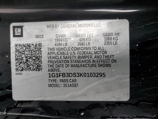 1G1FB3DS3K0103295 - 2019 CHEVROLET CAMARO LS Qara foto 12