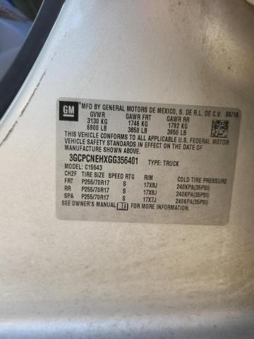 3GCPCNEHXGG356401 - 2016 CHEVROLET SILVERADO C1500 SILVER photo 12