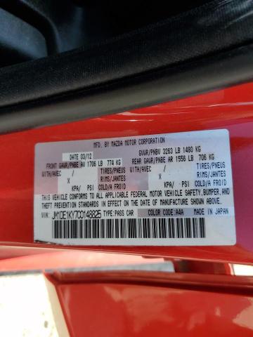 JM1DE1KY7C0148825 - 2012 MAZDA MAZDA2 红色 照片 12