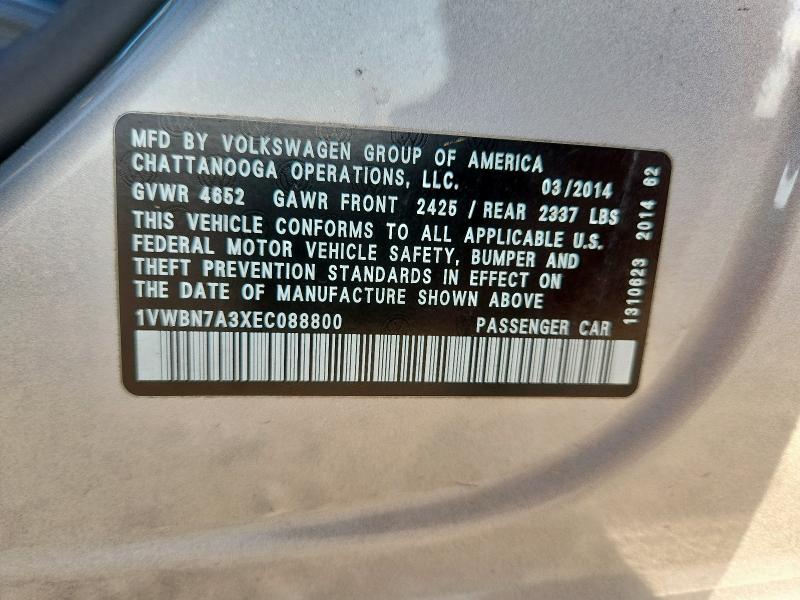 1VWBN7A3XEC088800 - 2014 VOLKSWAGEN PASSAT SE TAN photo 12