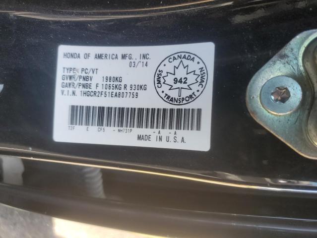 1HGCR2F51EA807759 - 2014 HONDA ACCORD SPORT შავი ფოტო 13