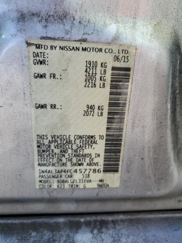 1N4AL3AP4FC457786 - 2015 NISSAN ALTIMA 2.5 SILVER photo 12