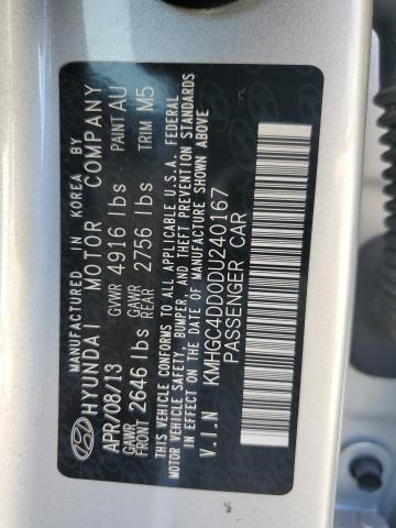KMHGC4DD0DU240167 - 2013 HYUNDAI GENESIS 3.8L 银色 照片 12