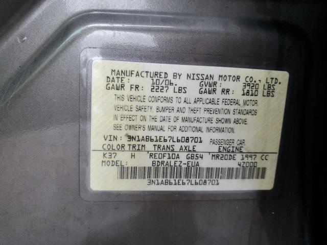 3N1AB61E67L608701 - 2007 NISSAN SENTRA 2.0 CHARCOAL photo 12