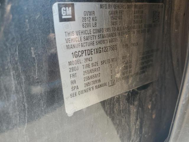 1GCPTDE1XG1227683 - 2016 CHEVROLET COLORADO Z71 GRAY photo 12