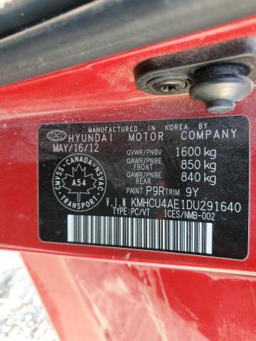 KMHCU4AE1DU291640 - 2013 HYUNDAI ACCENT GLS RED photo 12