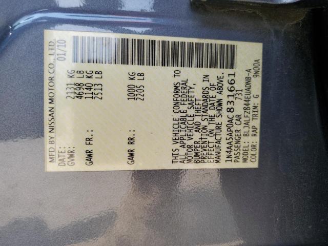 1N4AA5AP0AC831661 - 2010 NISSAN MAXIMA S Mavi foto 12