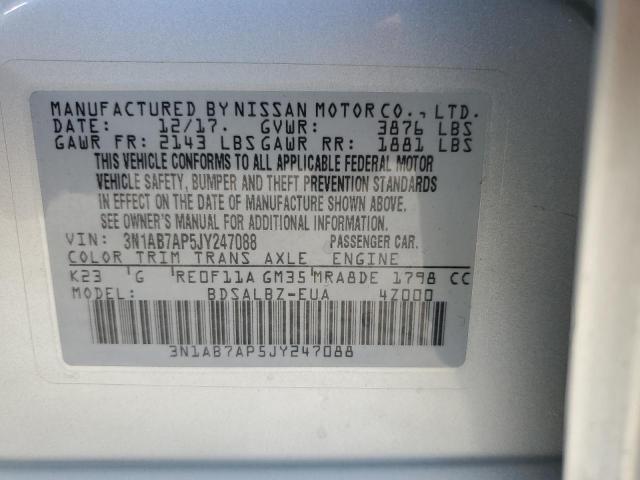 3N1AB7AP5JY247088 - 2018 NISSAN SENTRA S Silber Foto 12