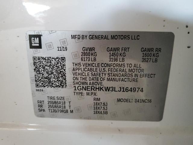 1GNERHKW3LJ164974 - 2020 CHEVROLET TRAVERSE LT Ağ foto 14