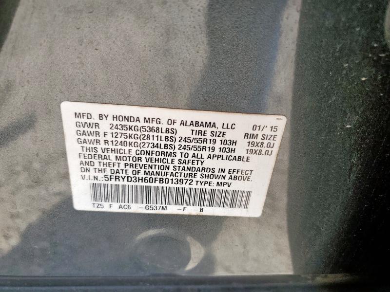 5FRYD3H60FB013972 - 2015 ACURA MDX TECHNOLOGY Gris foto 13