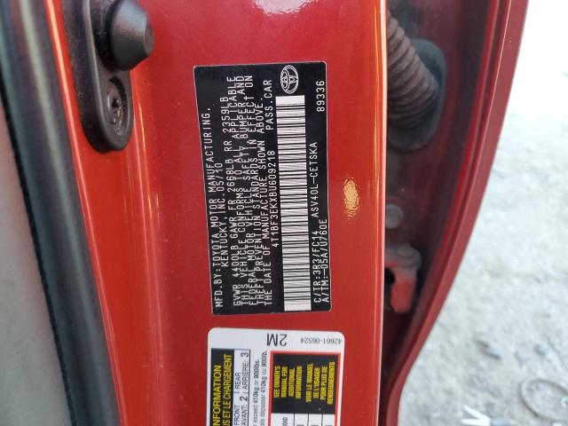 4T1BF3EKXBU609218 - 2011 TOYOTA CAMRY BASE RED photo 12