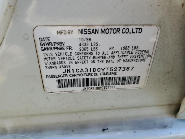 JN1CA31D0YT527367 - 2000 NISSAN MAXIMA GLE WHITE photo 12