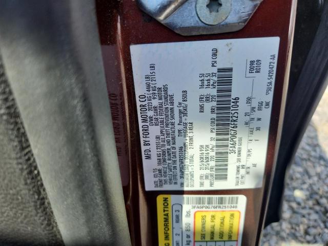 3FA6P0G76FR251046 - 2015 FORD FUSION S 勃艮第红 照片 12