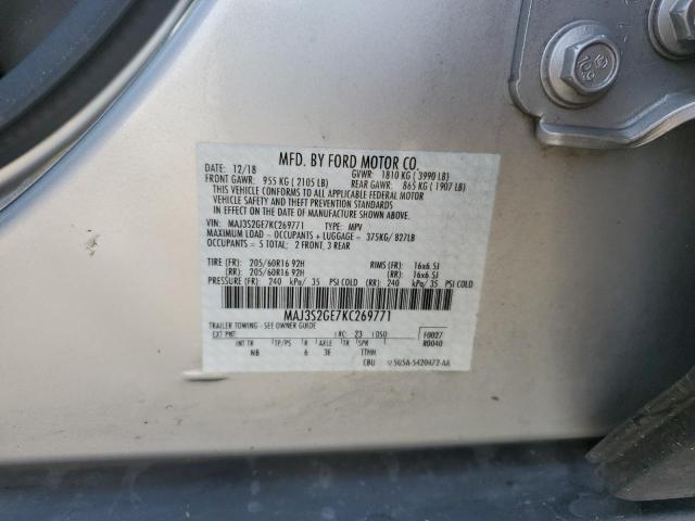 MAJ3S2GE7KC269771 - 2019 FORD ECOSPORT SE Argent photo 13