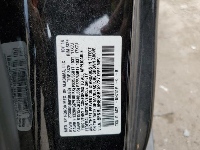 5FNRL5H65GB152727 - 2016 HONDA ODYSSEY EXL BLACK photo 13