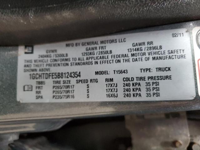 1GCHTDFE5B8124354 - 2011 CHEVROLET COLORADO LT CHARCOAL photo 12