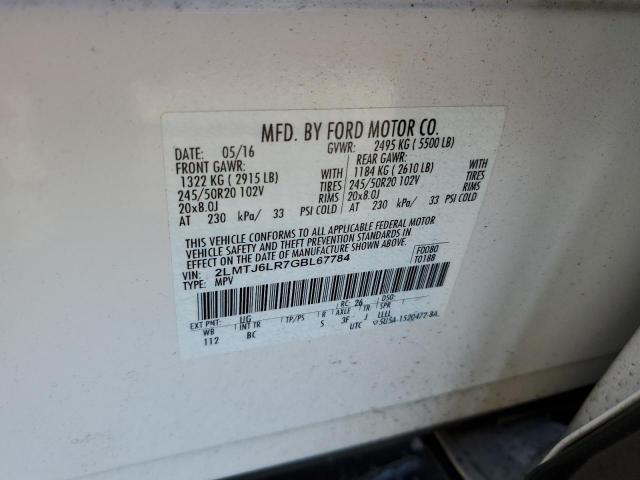 2LMTJ6LR7GBL67784 - 2016 LINCOLN MKX RESERVE Ақ фото 13