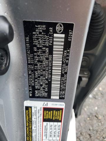 4T1BF1FK1FU922800 - 2015 TOYOTA CAMRY LE 银色 照片 12