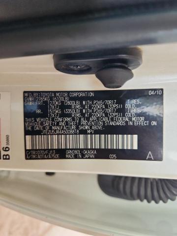 JTEZU5JR4A5008818 - 2010 TOYOTA 4RUNNER SR5 WHITE photo 13