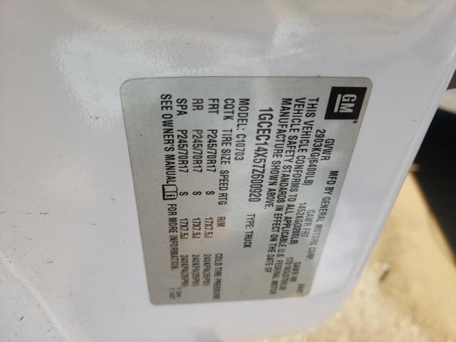 1GCEC14X57Z600920 - 2007 CHEVROLET SILVERADO C1500 CLASSIC WHITE photo 12