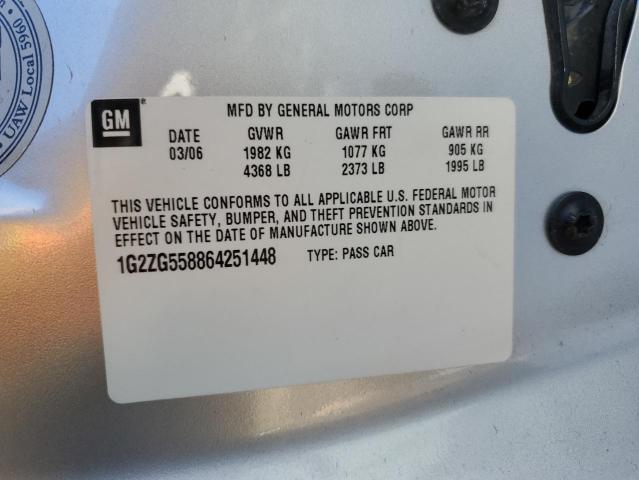 1G2ZG558864251448 - 2006 PONTIAC G6 SE1 SILVER photo 12