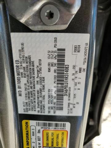 3FA6P0LU1HR314083 - 2017 FORD FUSION SE HYBRID CHARCOAL photo 12