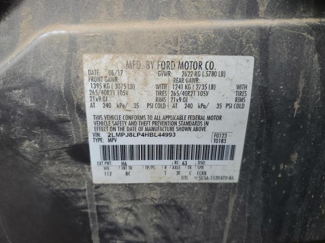 2LMPJ8LP4HBL44993 - 2017 LINCOLN MKX RESERVE رمادي صورة 12