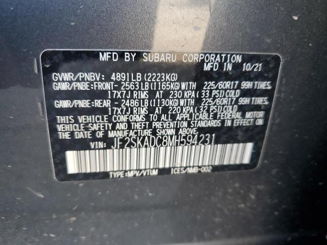 JF2SKADC8MH594231 - 2021 SUBARU FORESTER CHARCOAL photo 13