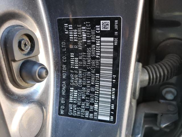 JHMFC1F7XJX037138 - 2018 HONDA CIVIC EXL GRAY photo 13