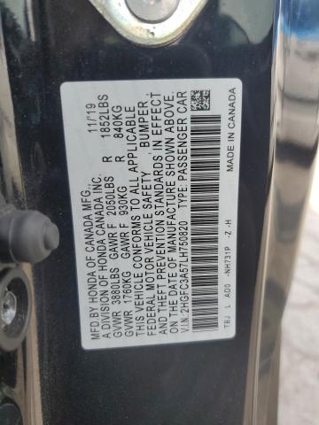 2HGFC3A57LH750820 - 2020 HONDA CIVIC SI BLACK photo 12