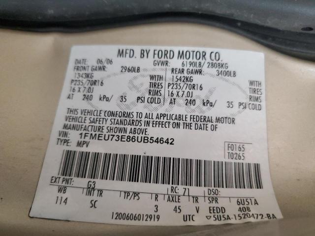 1FMEU73E86UB54642 - 2006 FORD EXPLORER XLT Or photo 14