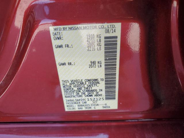 1N4AL3AP2FC152125 - 2015 NISSAN ALTIMA 2.5 MAROON photo 12