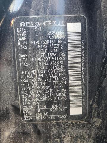 JN8AZ2KR9BT210748 - 2011 NISSAN CUBE BASE 黑色 照片 12
