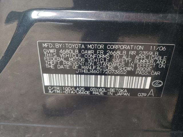 JTHBJ46G172073652 - 2007 LEXUS ES 350 CHARCOAL photo 12