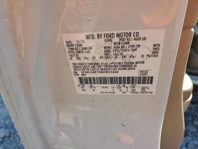 1FMCU9E76BKB33442 - 2011 FORD ESCAPE LIMITED Biały zdjęcie 13