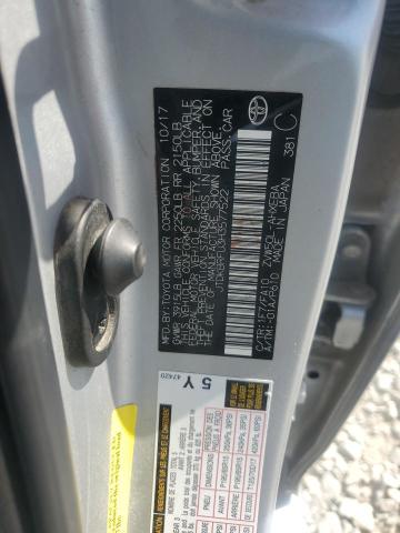 JTDKBRFU3H3577522 - 2017 TOYOTA PRIUS SILVER photo 13