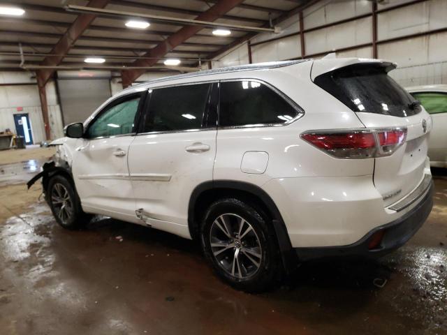 5TDJKRFH5GS278612 - 2016 TOYOTA HIGHLANDER XLE WHITE photo 2