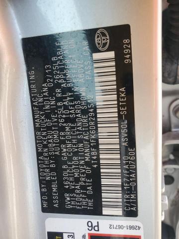 4T4BF1FK6DR294512 - 2013 TOYOTA CAMRY L Plata foto 12